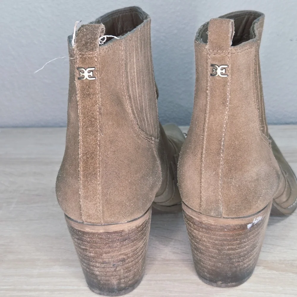 Sam Edelman Winona Western Booties Hazelnut Brown Suede Pointed‎ Toe Ankle Boots